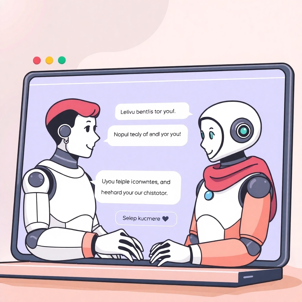 Illustrate an interactive chatbot conversation on a website, showing helpful and friendly interactions between a customer and the AI-powered chatbot. The focus should be on the positive user experience and helpfulness of the chatbot.